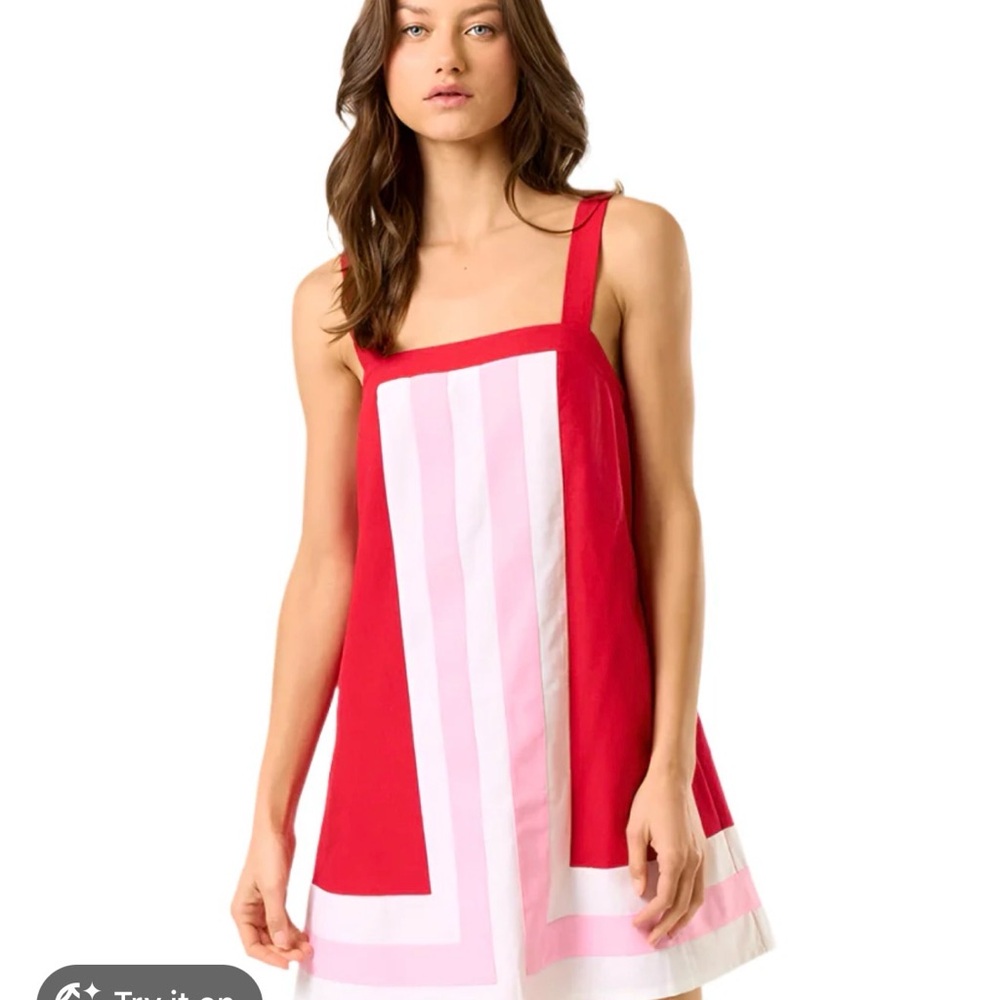 Red and Pink Colorblock Mini Dress - Women